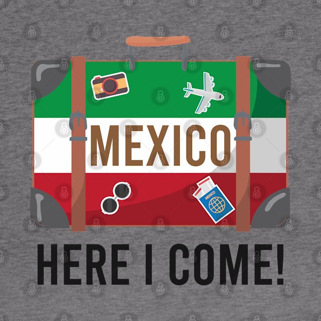 I love Mexico. Mexico flag suitcase travel design by alltheprints